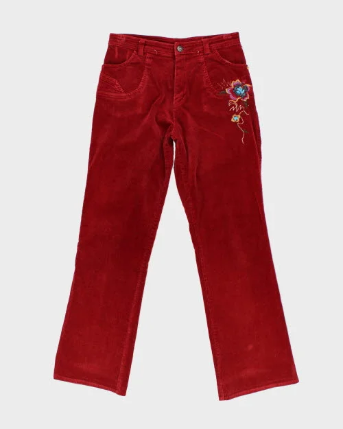 Embroidered Beaded Corduroy Trousers - W28 L28 Trousers Leisure Comfortable