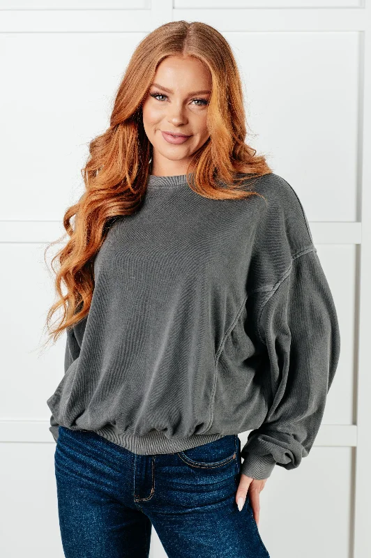 Hazel Blues® |  Beyond the Basics Pullover in Ash Black Surplice Neck Pullover