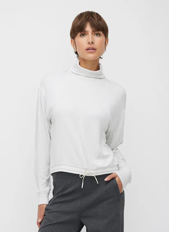 Cropped Funnel Neck Pullover Set Sleeve Pullover