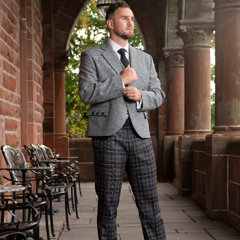 Mens Tartan Trouser - Grey Granite Trousers fashionable trendy