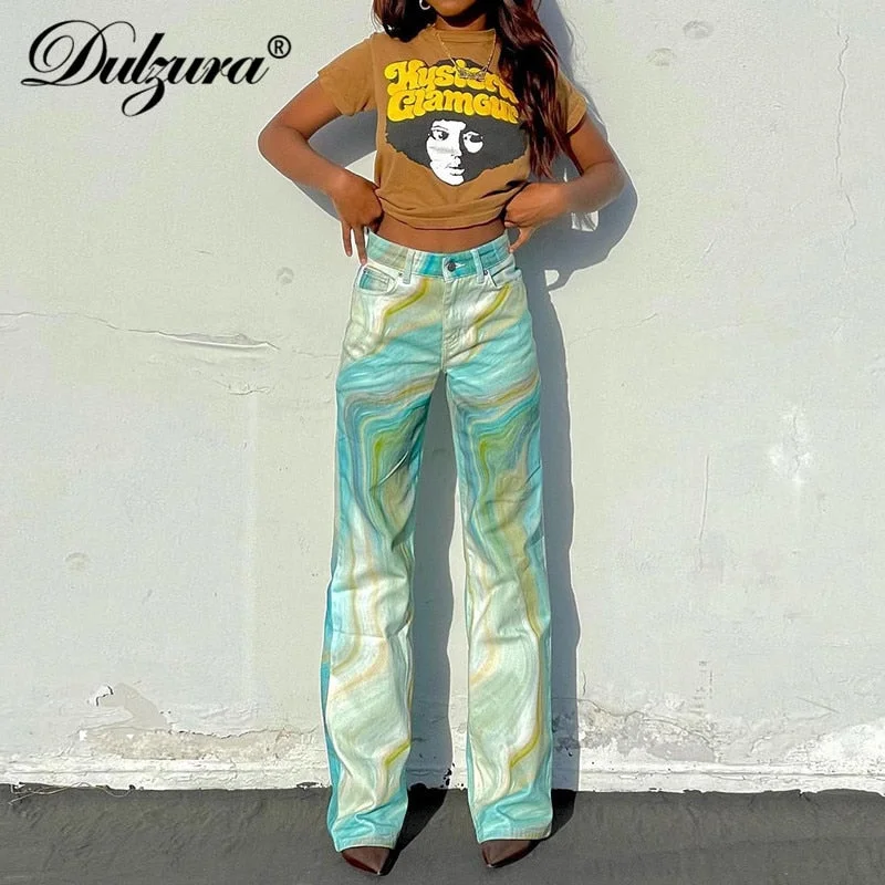 Dulzura Tie Dye Print Women High Waist Wide Leg Jeans Loose Casual Streetwear 2022 Summer Trousers Bottoms Pants Vintage Y2K Trousers Trousers Formal Dulzura Tie Dye Print Women High Waist Wide Leg Jeans Loose Casual Streetwear 2022 Summer Trousers Bottoms Pants Vintage Y2K Trousers Trousers Formal