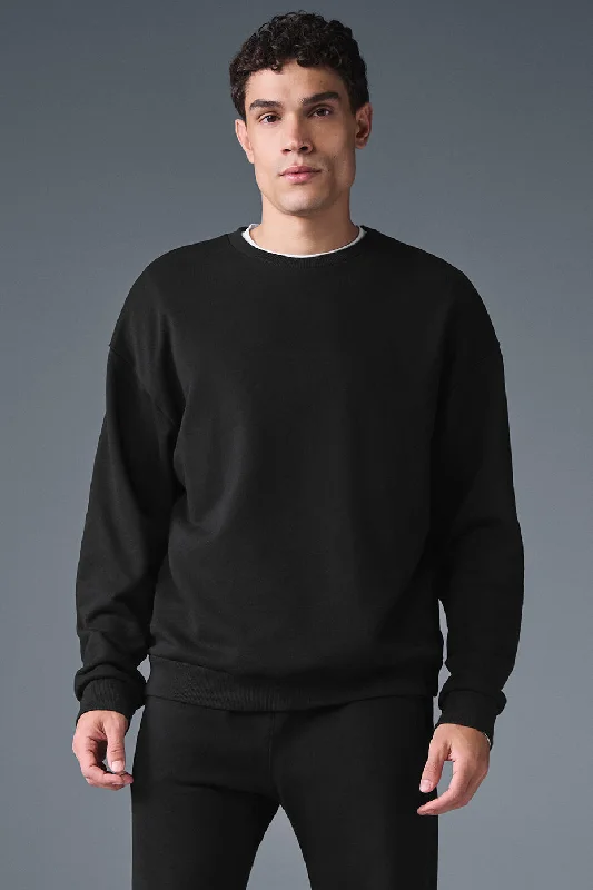 Chill Crew Neck Pullover - Black Short Puff Sleeve