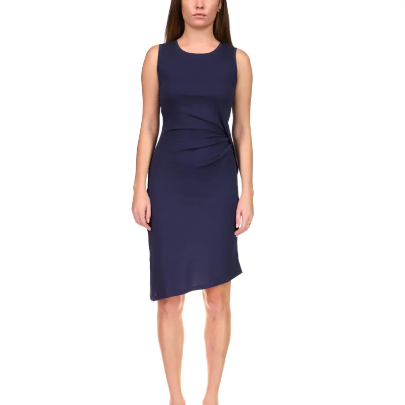 ORIGINAL - Ruched Slitted Asymmetrical Hem Pullover Three Quarter Sleeve
