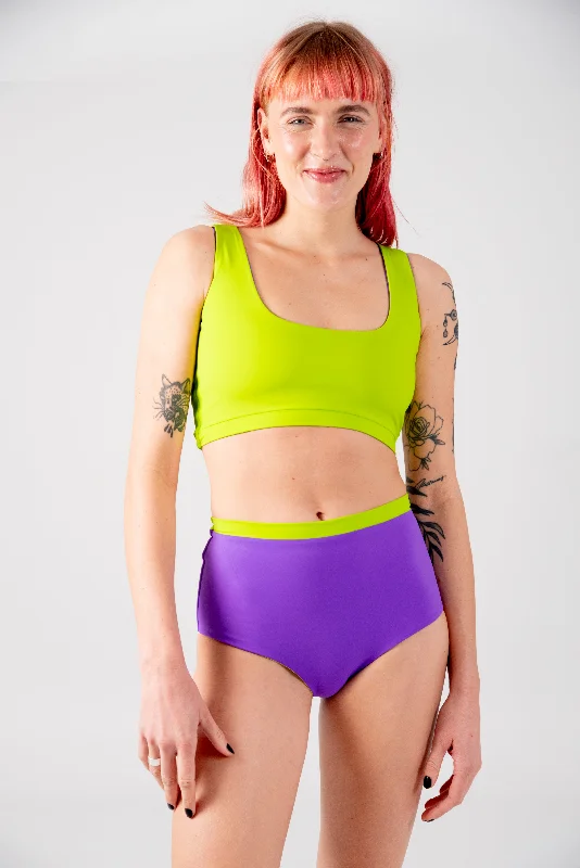 Flip-it Swim 4-way Reversible Crop Top Regular In Grape And Apple Sours Hooded Caped Shawl Collar Flip-it Swim 4-way Reversible Crop Top Regular In Grape And Apple Sours Hooded Caped Shawl Collar