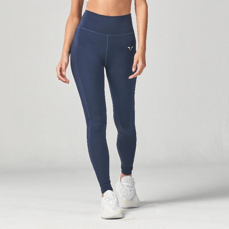 Essential High Waisted Leggings 27"  - Navy Comfortable Wide-Band Leggings