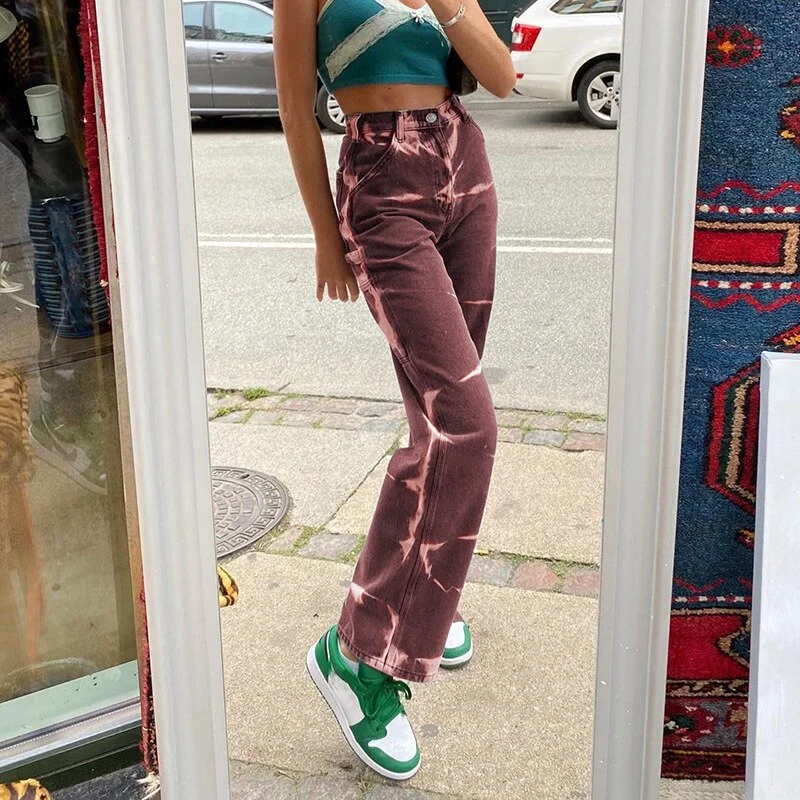 Women Jeans Harajuku Streetwear Hip Hop High Waist Trousers Tie-Dyed Baggy Vintage Femme Casual Jeans Mom Straight Denim Pants Trousers Capri Summer Women Jeans Harajuku Streetwear Hip Hop High Waist Trousers Tie-Dyed Baggy Vintage Femme Casual Jeans Mom Straight Denim Pants Trousers Capri Summer