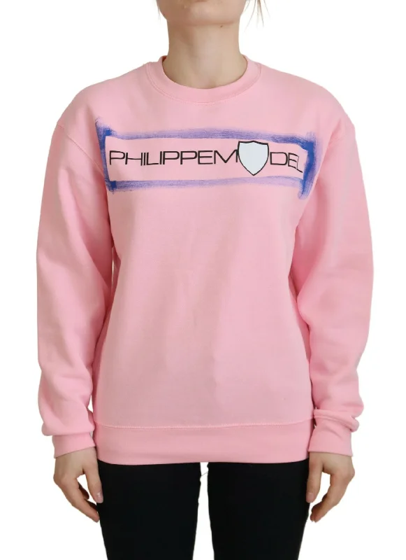 Philippe Model Elegant Pink Long Sleeve Pullover Sweater Ruffle Neck Pullover