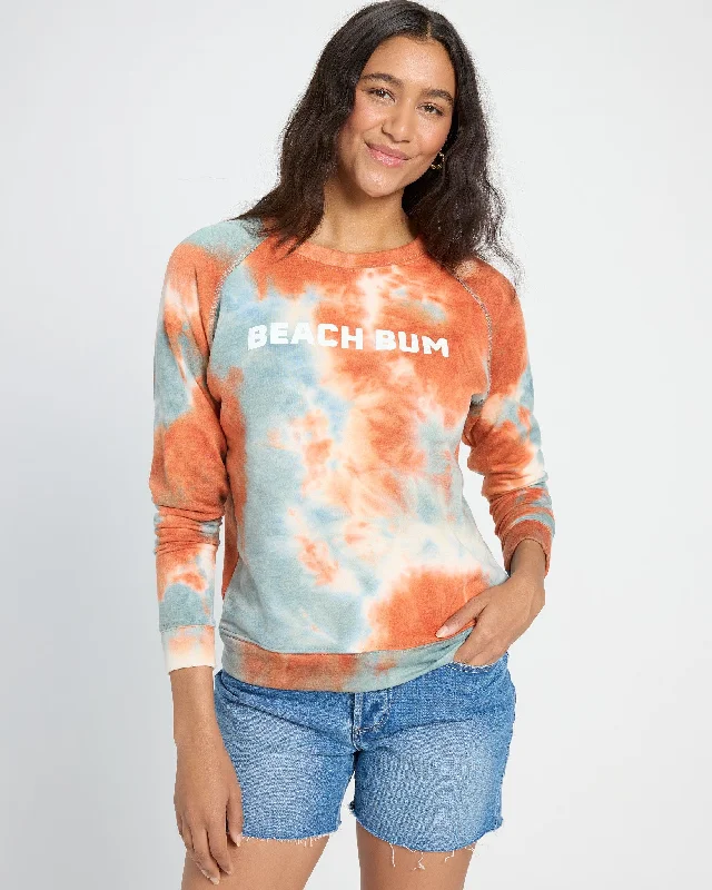 Beach Bum Tie Dye Graphic Pullover Long Sleeve Pullover