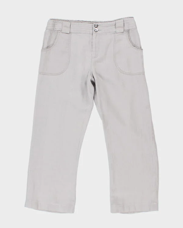 Y2k 00s Inc Cropped Linen Trousers - W30 L24 Trousers Evening Elegant