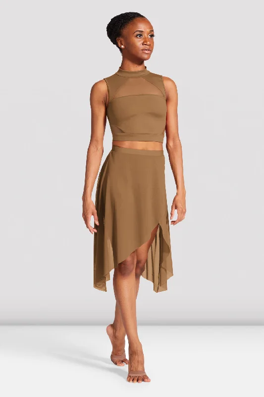 Ladies Chiaki Open Back Crop Top Collared Crop Top Boat Neck A-Line