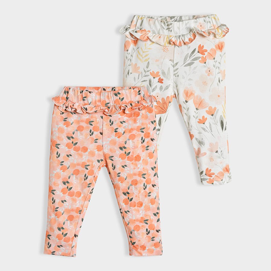 Fruits Frill Printed Legging Set Pack of 2 Fashionable Floral Active Leggings