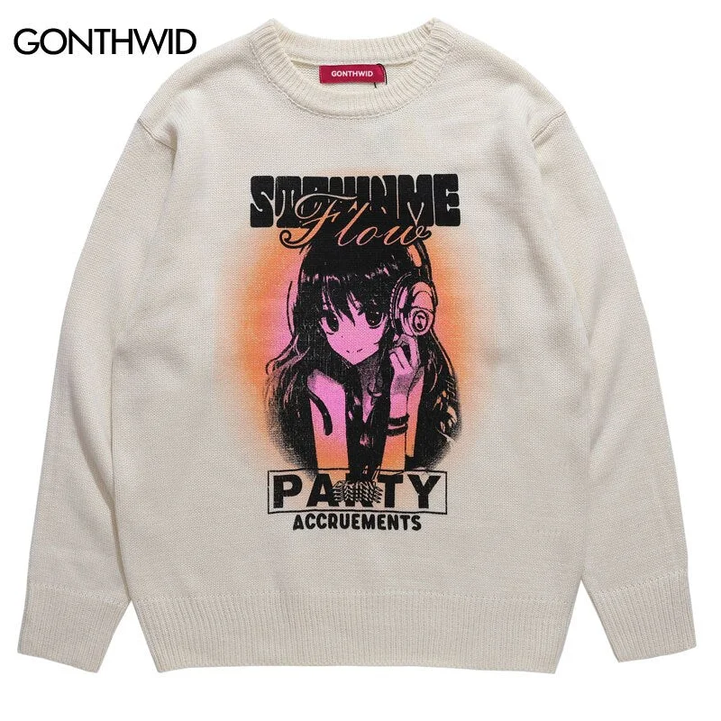Japanese Sweaters Y2K Streetwear Hip Hop Anime Cartoon Girl Graphic Print Jumpers 2023 Autumn Harajuku Casual Pullover Textured Knit Design Japanese Sweaters Y2K Streetwear Hip Hop Anime Cartoon Girl Graphic Print Jumpers 2023 Autumn Harajuku Casual Pullover Textured Knit Design