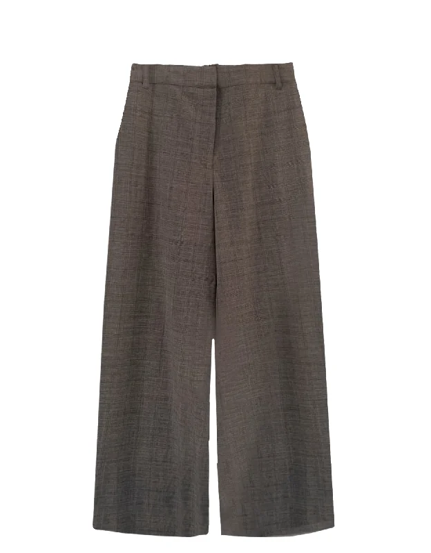 Becca Wide Leg Trouser- Small Taupe Glen Plaid - BAACALxBECCA Trousers Striped Patterned Becca Wide Leg Trouser- Small Taupe Glen Plaid - BAACALxBECCA Trousers Striped Patterned