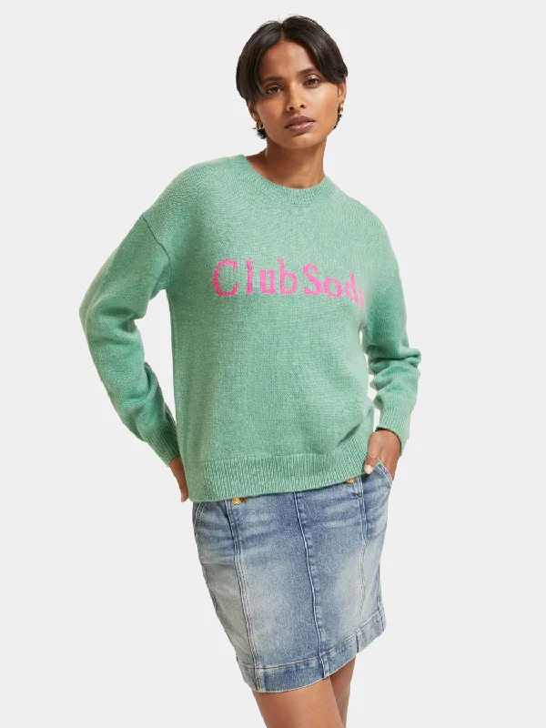 Intarsia Club Soda pullover Jewel Neck Pullover