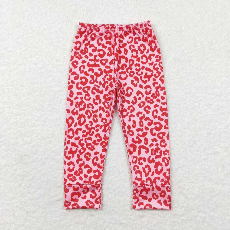 P0386 Baby Girl Pink Leopard Leggings Pants Fashionable High-Rise Workout Leggings