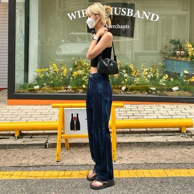 WeiYao Tie Dye Print Blue Baggy Mom Jeans Woman High Waist Casual Loose Wide Leg Denim Trousers Female Korean Streetwear Trousers Satin Smooth WeiYao Tie Dye Print Blue Baggy Mom Jeans Woman High Waist Casual Loose Wide Leg Denim Trousers Female Korean Streetwear Trousers Satin Smooth