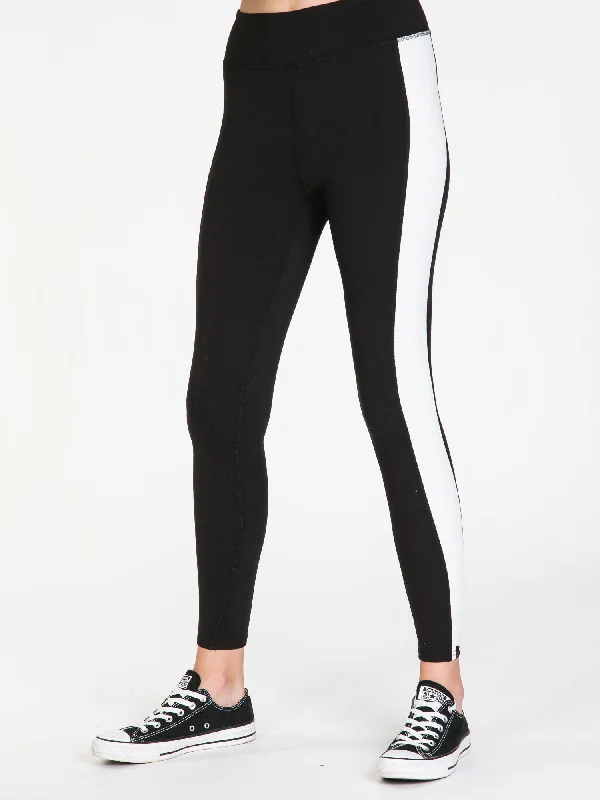 VOLCOM LIVE IN LOUNGE WHITE STRIPE LEGGING  - CLEARANCE Fashionable Smooth Fit Leggings