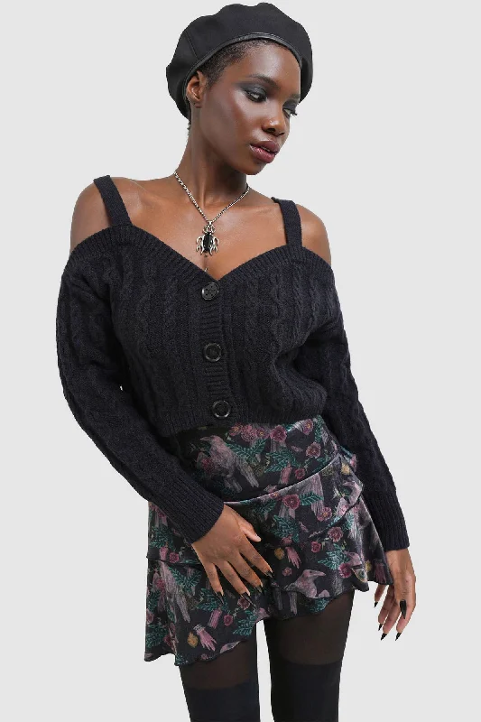Dark Ballad Crop Top Solid Print Embellished