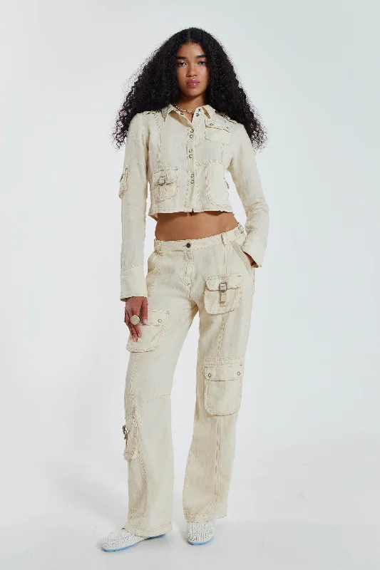 Santal Linen Cargo Trousers Trousers chic fashionable