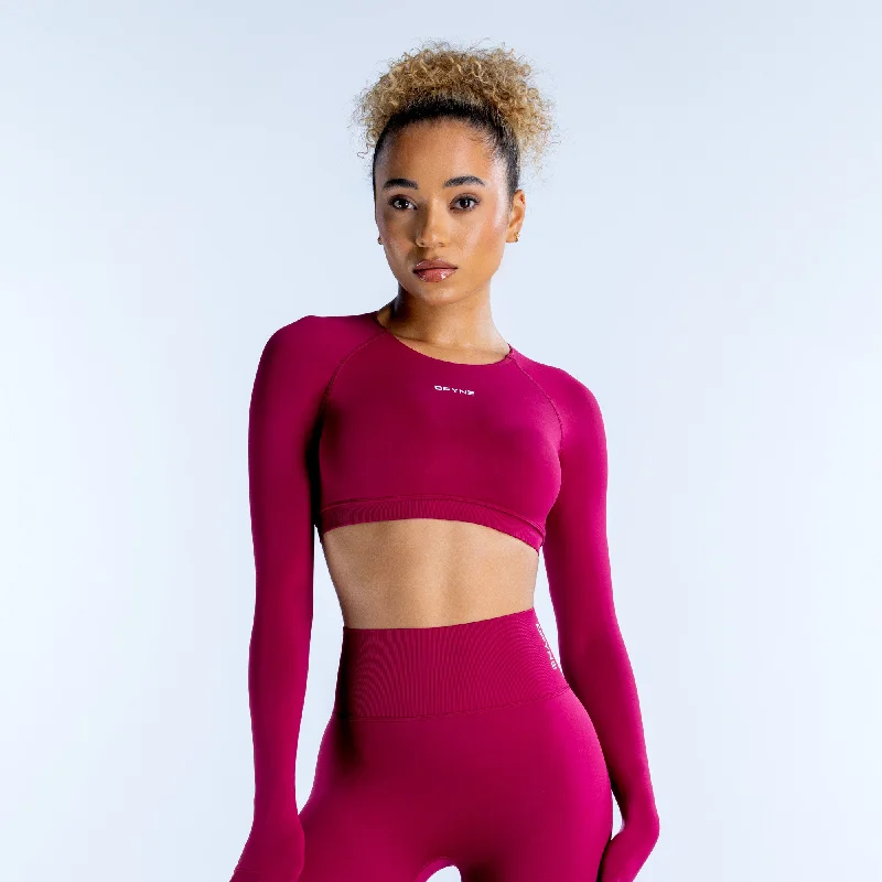 Dynamic Long Sleeve Crop Top Silk Blend Satin Velvet