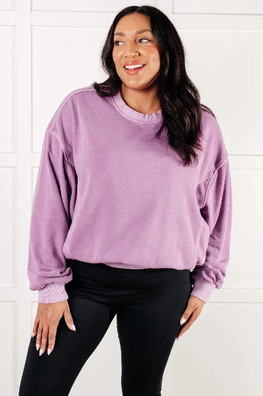 Hazel Blues® |  Beyond the Basics Pullover in Violet Sabrina Neck Pullover