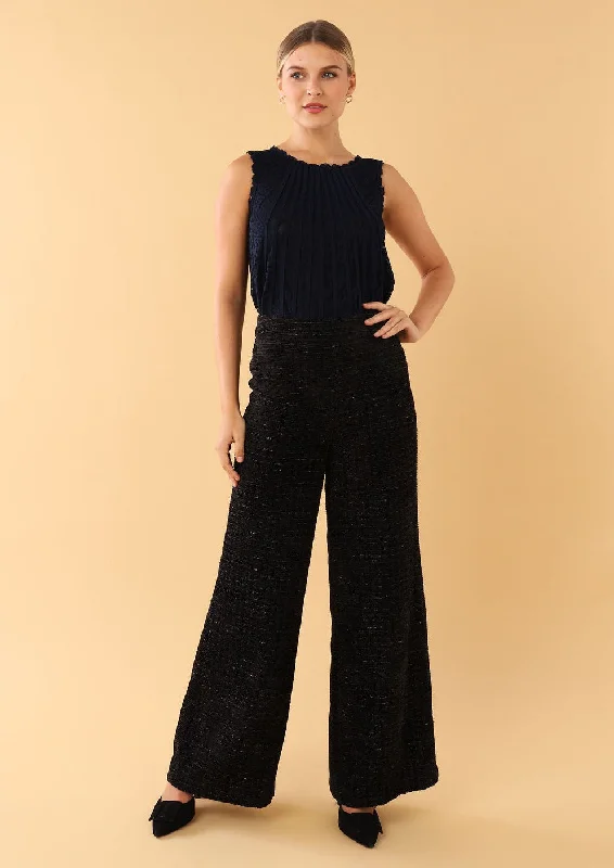 Carter Trouser Black Boucle Tweed Trousers Handmade Artisanal