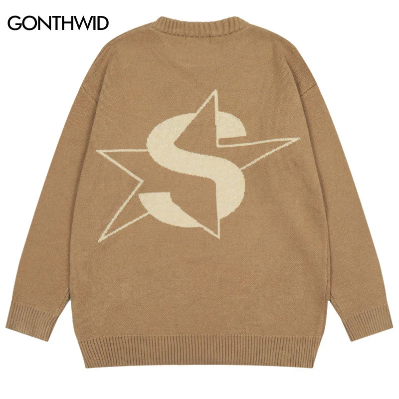 Vintage Sweaters Y2K Harajuku Knitted Star Letter Crew Neck Pullover Jumpers Sweaters 2023 Autumn Hip Hop Casual Sweater V-Neck Stylish Pullover Vintage Sweaters Y2K Harajuku Knitted Star Letter Crew Neck Pullover Jumpers Sweaters 2023 Autumn Hip Hop Casual Sweater V-Neck Stylish Pullover
