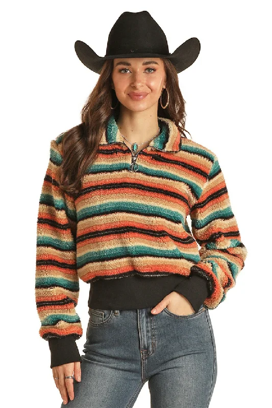 Rock & Roll Denim Striped Pullover BW91T02734 JJ Short Puff Sleeve