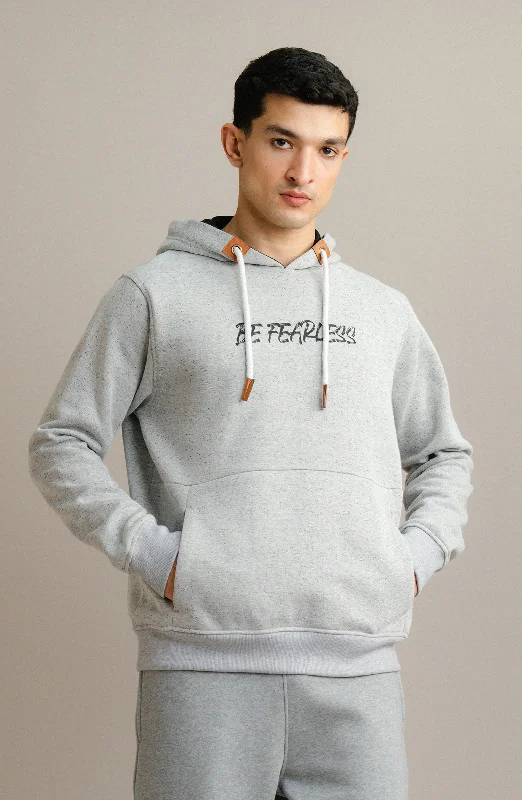 Textured Neps Pullover - Light Grey Deep Neck Pullover