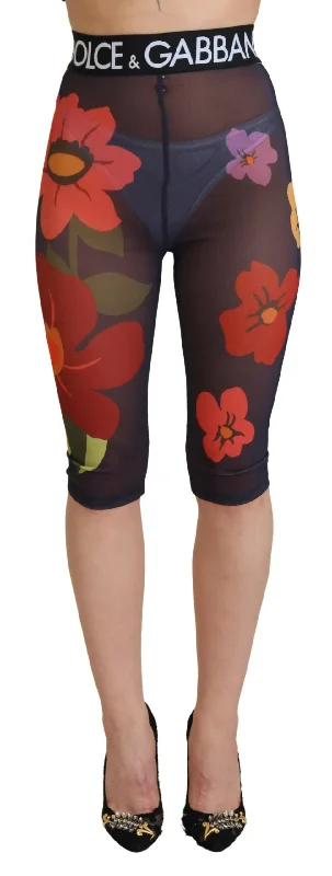 Dolce & Gabbana Elegant Floral Print High Waist Leggings Cozy Yoga Compression Leggings Dolce & Gabbana Elegant Floral Print High Waist Leggings Cozy Yoga Compression Leggings