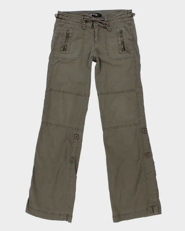 Y2K 00s Khaki Low Rise Trousers - W31 L33 Trousers trendy modern