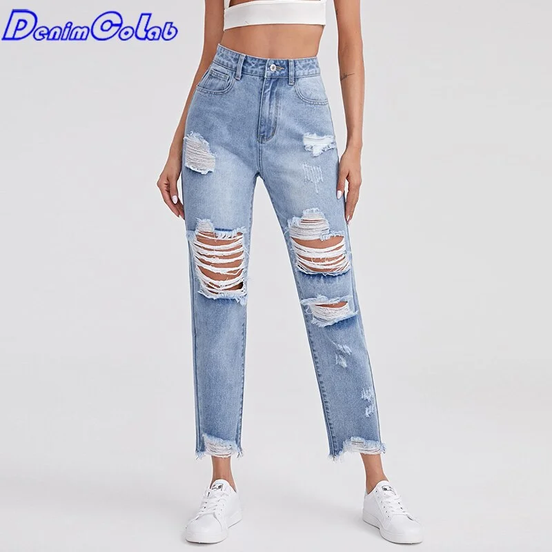 DenimColab 2022 Hole Straight Jeans Pants Women Cotton Cowboy High Waist Ripped Jeans Ladies Casual Office Jeans Trouser High Waist Slim Fit Ankle Length DenimColab 2022 Hole Straight Jeans Pants Women Cotton Cowboy High Waist Ripped Jeans Ladies Casual Office Jeans Trouser High Waist Slim Fit Ankle Length
