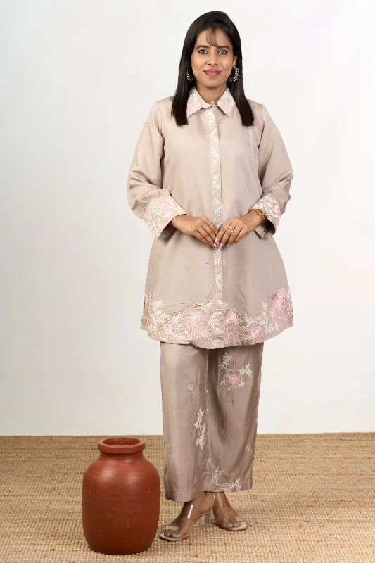 Elegant Linen Co Ord Trouser Set for Women with Subtle Embroidery Detailing Trousers Summer Linen Elegant Linen Co Ord Trouser Set for Women with Subtle Embroidery Detailing Trousers Summer Linen