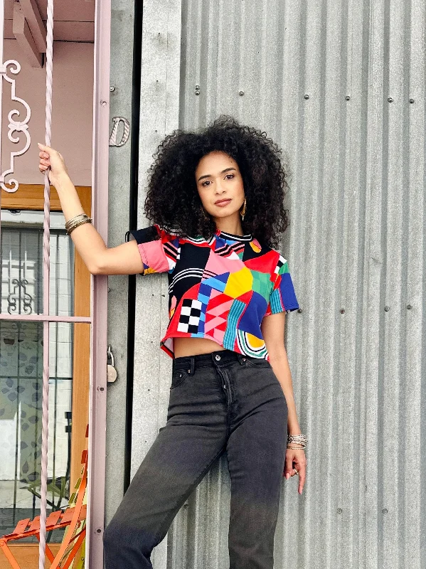 Crop Top Ansley Print Jacquard Patchwork