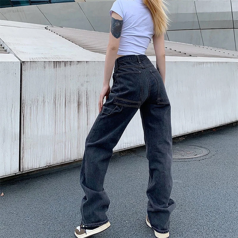 Korean Woman Jeans Loose Casual Straight Leg Highwaist Jeans Female Streetwear Spring and Autumn Trousers Trousers Yoga Stretchy Korean Woman Jeans Loose Casual Straight Leg Highwaist Jeans Female Streetwear Spring and Autumn Trousers Trousers Yoga Stretchy