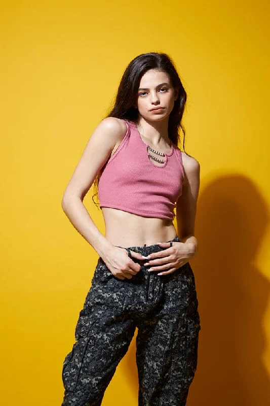 Talk behind my back the beauty crop top Print Jacquard Patchwork