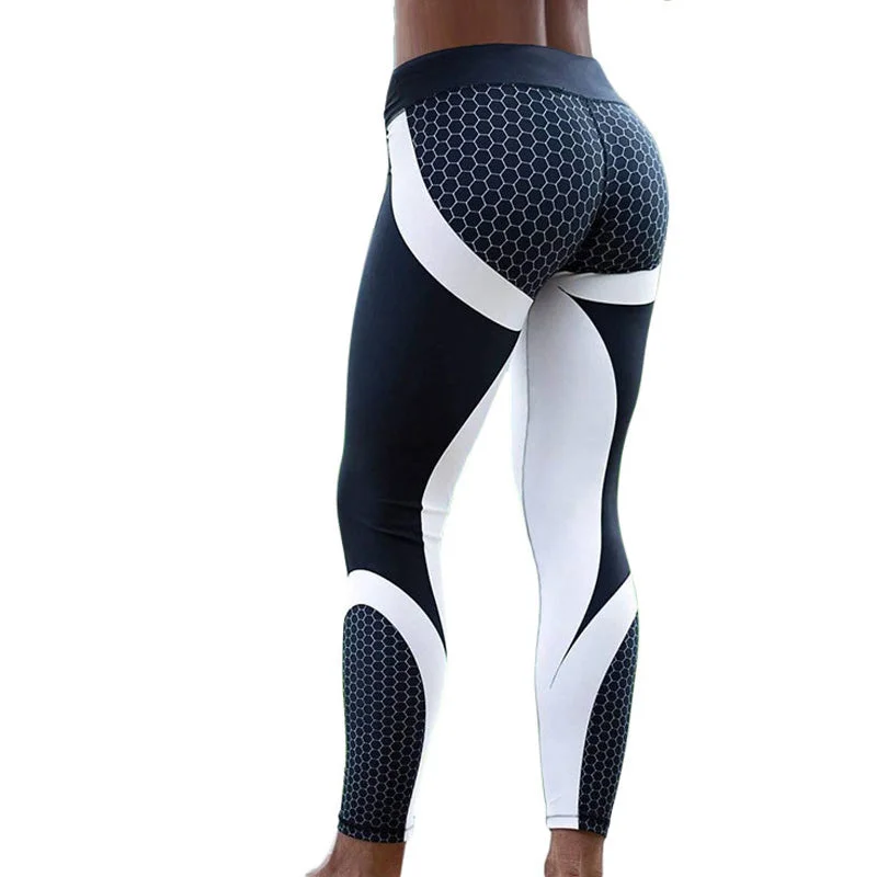 Hayoha Mesh Pattern Print Leggings fitness Leggings Trendy Faux Suede Leggings
