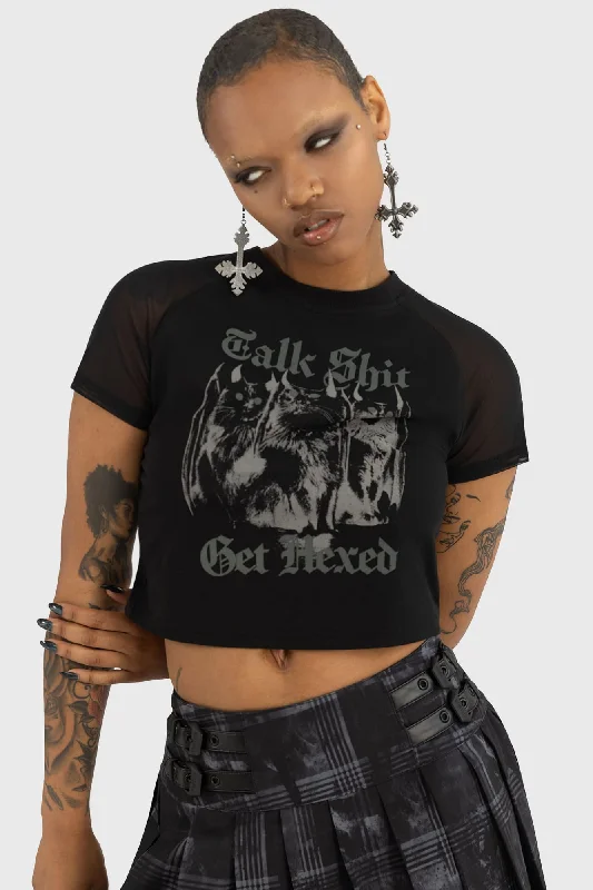 Talk Shit Crop Top Sequined Glittery Shiny