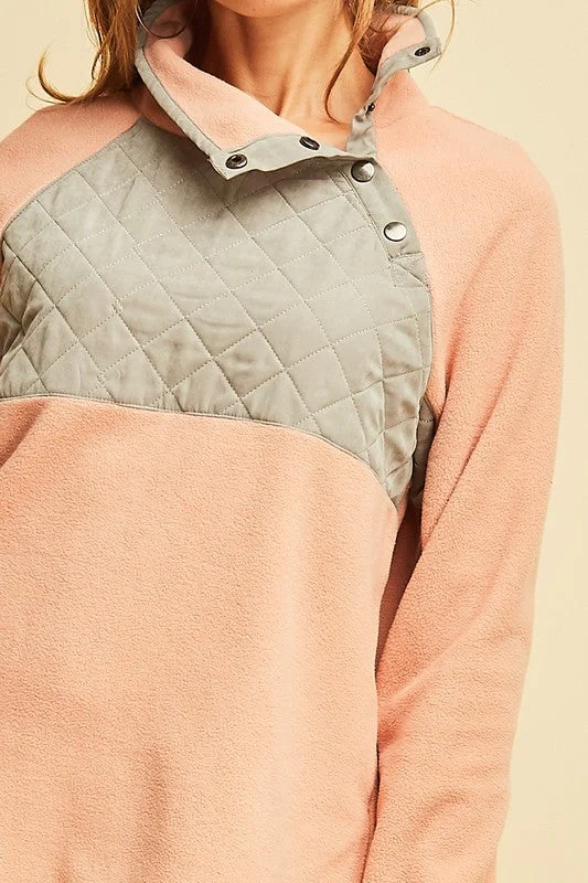 Fashion Colorblock Pullover in Mauve Long Bell Sleeve