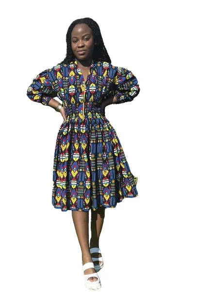 African Midi knee Length dress, African Print. Comfortable Adjustable Strap Midi Dress African Midi knee Length dress, African Print. Comfortable Adjustable Strap Midi Dress