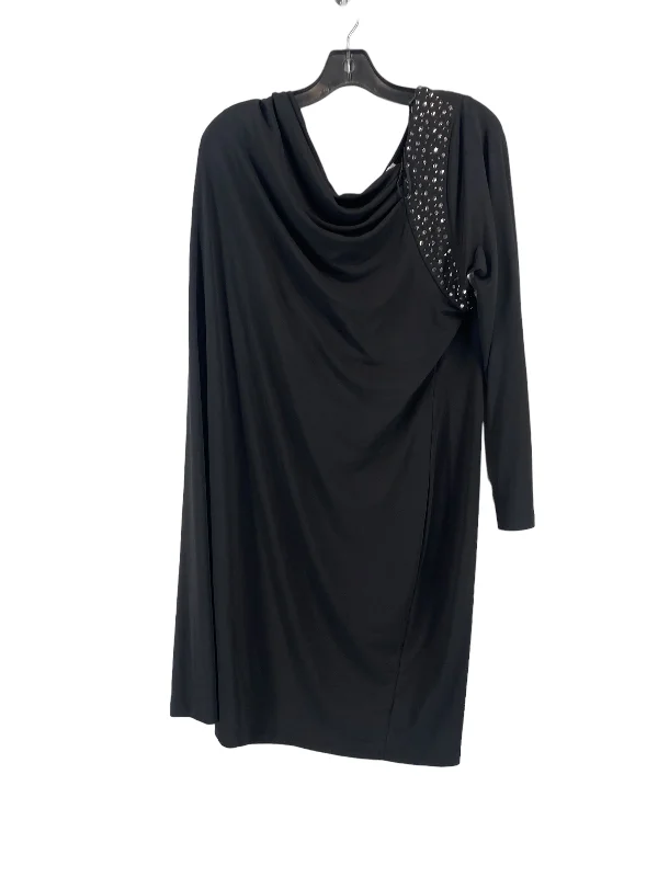 Black Dress Party Midi Michael By Michael Kors, Size 1x Fashionable High-Neck Midi Dress