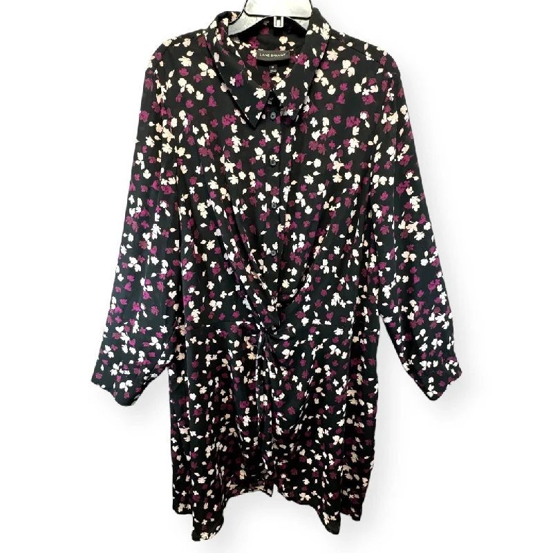 Black & Purple Dress Casual Midi Lane Bryant, Size 2x Comfortable Lace-Up Midi Dress