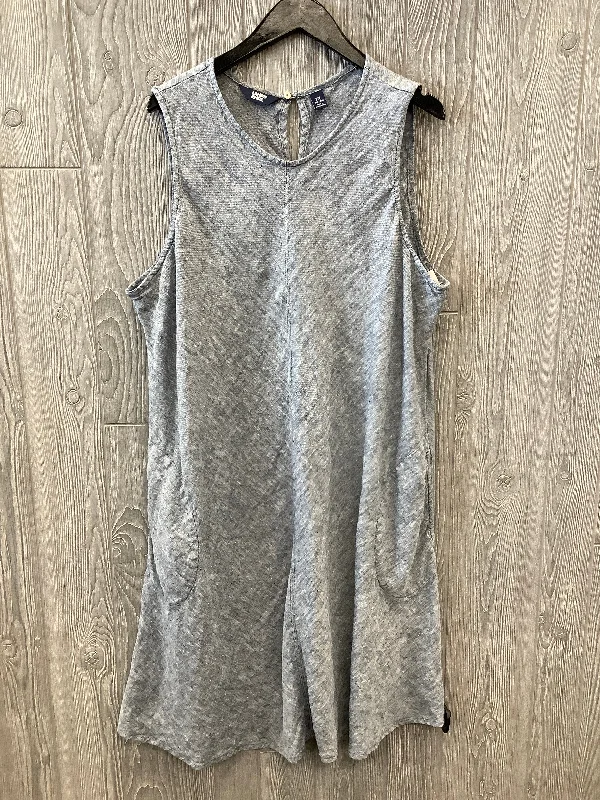 Blue Dress Casual Midi Lands End, Size 2x Comfortable Fit-and-Flare Midi Dress