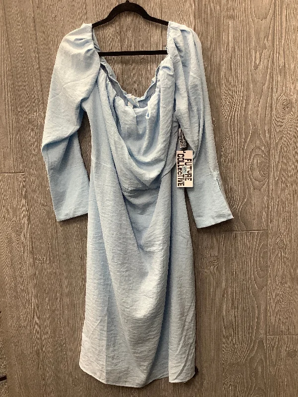 Blue Dress Casual Midi Target, Size 3x Trendy Long Sleeve Midi Dress