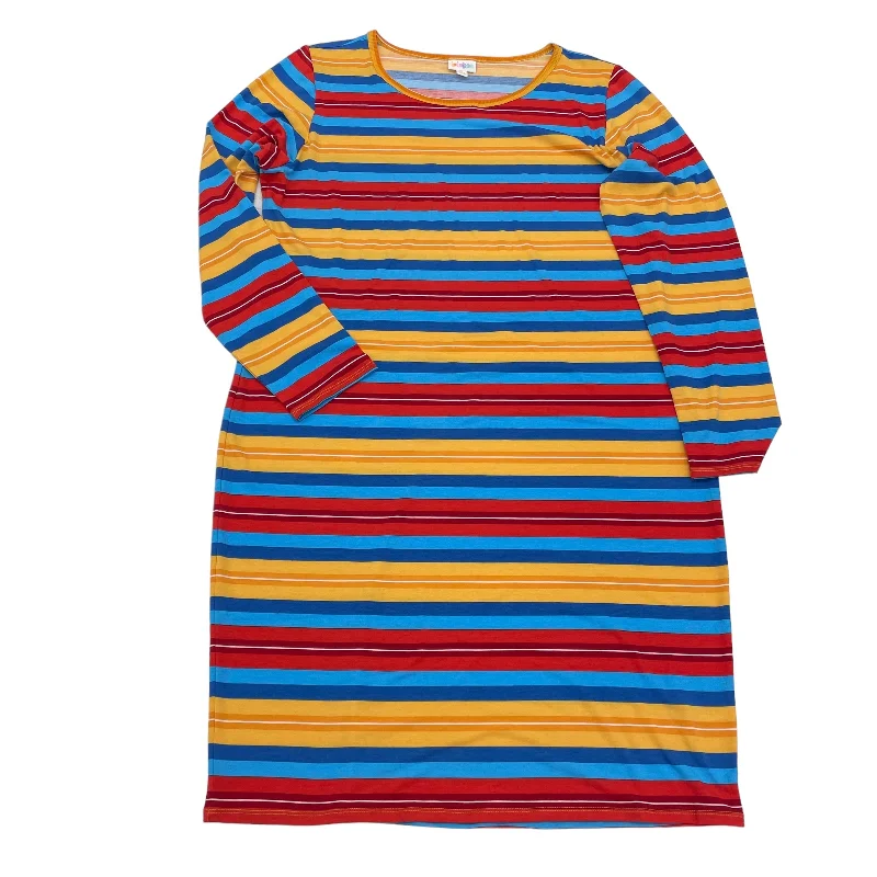 Blue & Orange Dress Casual Midi Lularoe, Size 3x Comfortable Denim Midi Dress