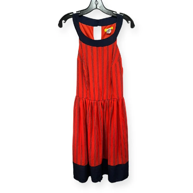Blue & Red Dress Casual Midi Yellow Star, Size 1x Fashionable High-Neck Midi Dress