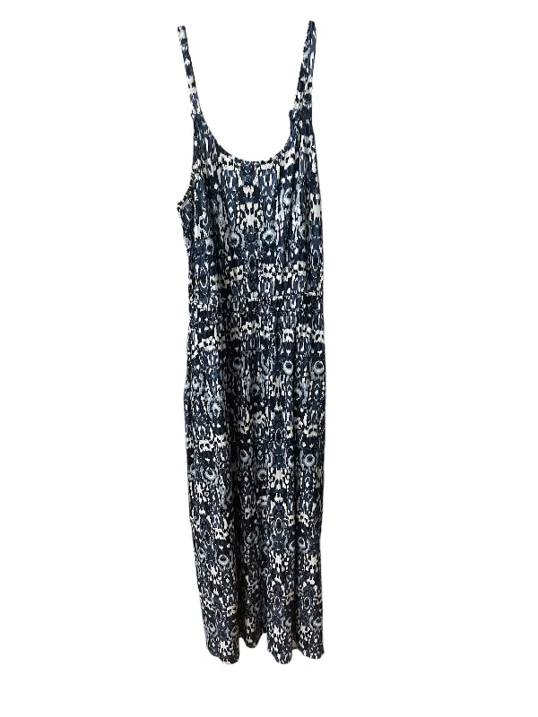 Blue & White Dress Casual Midi Lane Bryant, Size 1x Chic Bohemian Midi Dress