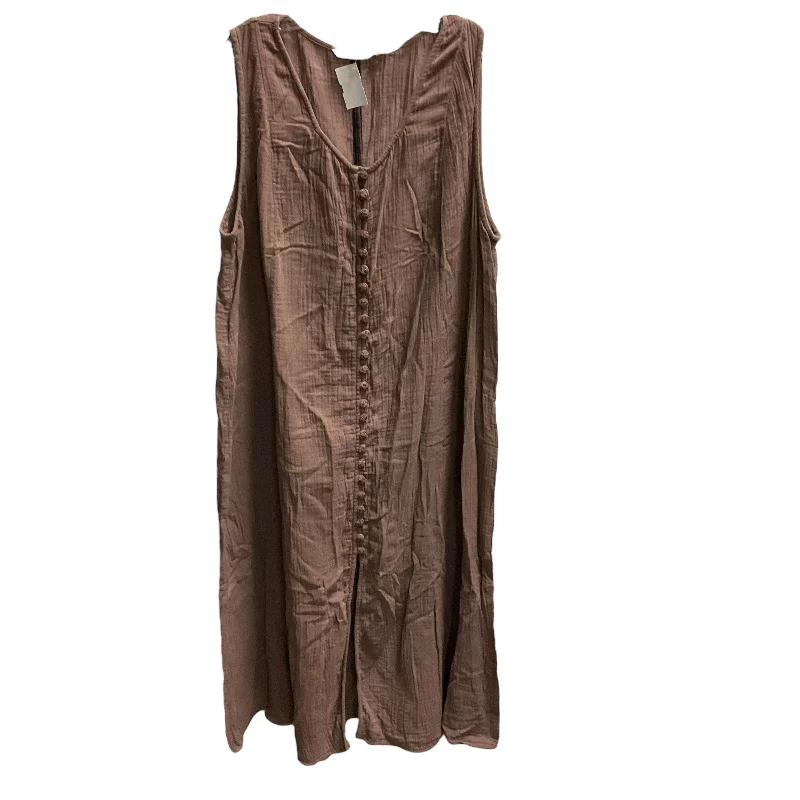 Brown Dress Casual Midi Soft Surroundings, Size 2x Stylish High-Waisted Midi Dress
