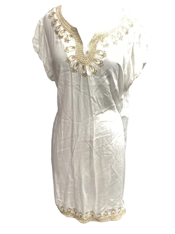 Cream Dress Casual Midi Ny Collection, Size 1x Stylish Wraparound Midi Dress