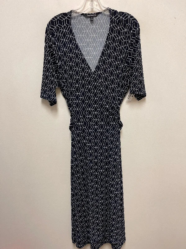 Dress Casual Midi By 41 Hawthorn In Blue & White, Size: 2x Comfortable Stretch Midi Dress Dress Casual Midi By 41 Hawthorn In Blue & White, Size: 2x Comfortable Stretch Midi Dress